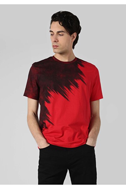 Colin's Regular Fit Yuvarlak Yaka Pamuklu Baskılı Erkek Kırmızı Kısa Kol Tişört