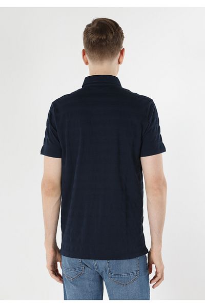 Colin's Regular Fit Polo Neck Jacquard Men's Navy Blue Short Sleeve T-Shirt