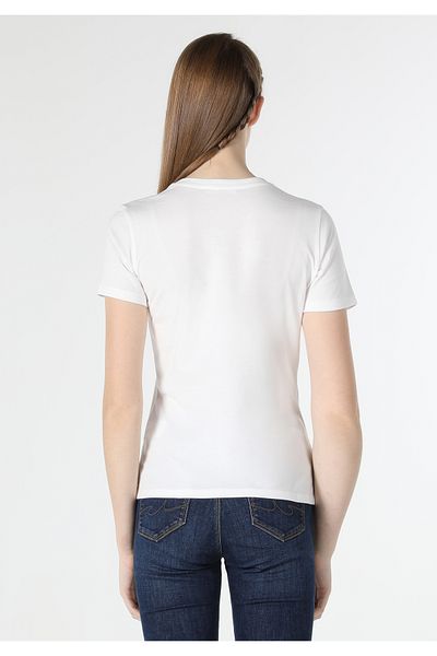 Colin's Slim Fit Round Neck Women's White Short Sleeve T-Shirt