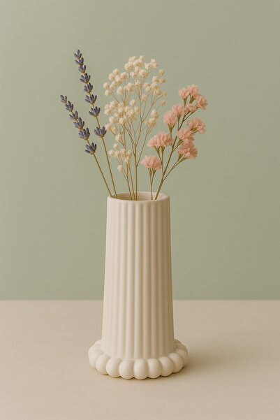 ZURİ DESİGN Bohem Tarz Büyük Boy Vazo Çizgili Bubble Tabak İskandinav Vazo