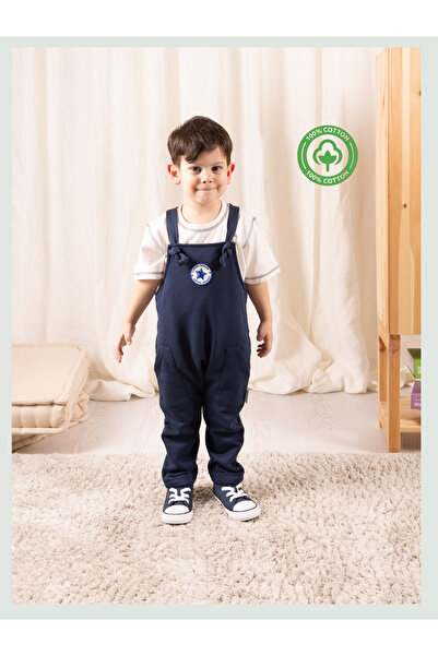Zuppers Baby Boy Salopet Jumpsuit and T-Shirt Set - Navy Blue