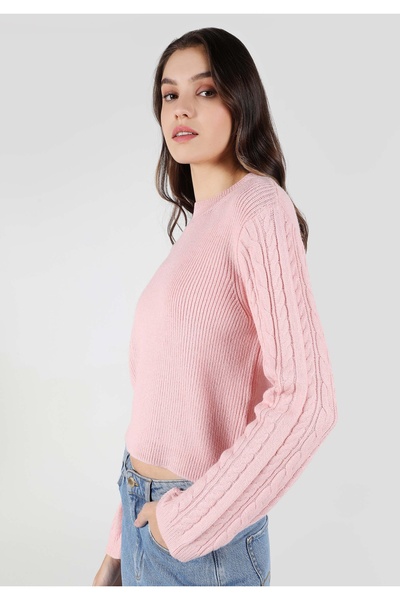 Colin's Regular Fit Half Turtleneck Jacquard Women's Pink Sweater