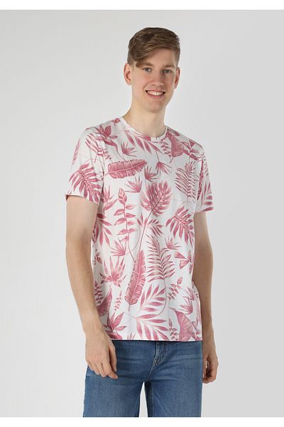 Colin's White Crew Neck Printed Men's Short Sleeve T-Shirt - Regular Fit