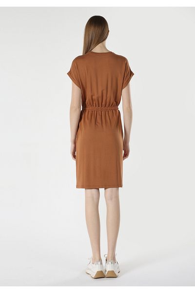 Colin's Regular Fit Straight Women's Brown Short Sleeve Dress
