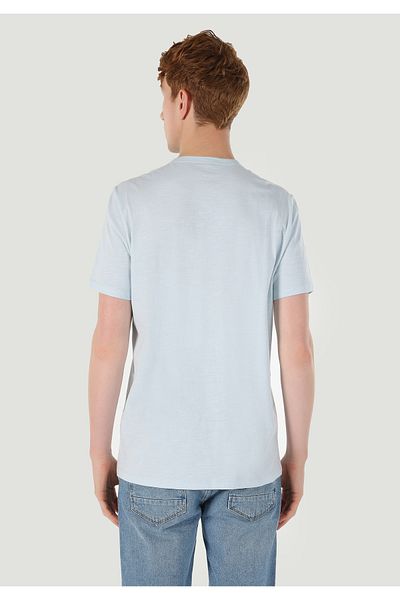 Colin's Blue Printed Regular Fit Men's Short Sleeve T-Shirt - Crew Neck