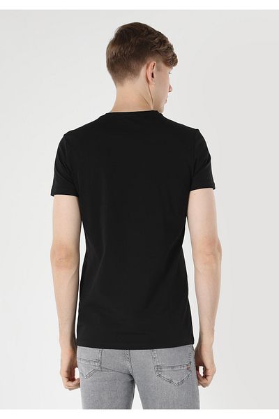 Colin's Black Slim Fit Printed Men's T-Shirt - Crew Neck, Short Sleeve - Cl 1061802