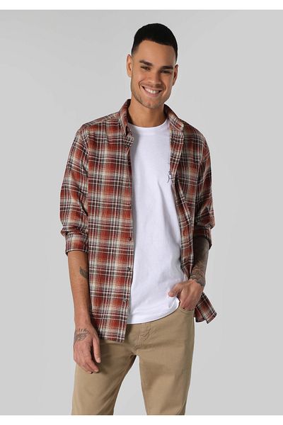 Colin's Regular Fit Shirt Neck Plaid Men's Multicolored Long Sleeve Shirt