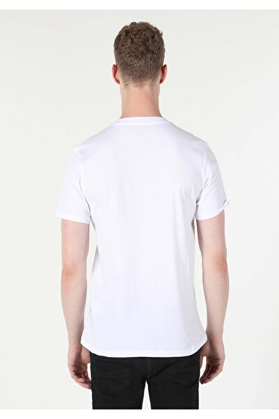 Colin's Регулярний крій, круглий виріз, без кишень, чоловічий білий футболка з короткими рукавами