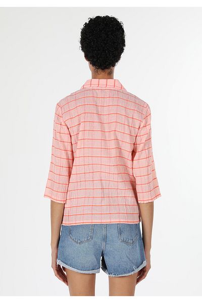 Colin's Regular Fit Shirt Neck Checked Women's Orange Long Sleeve Shirt