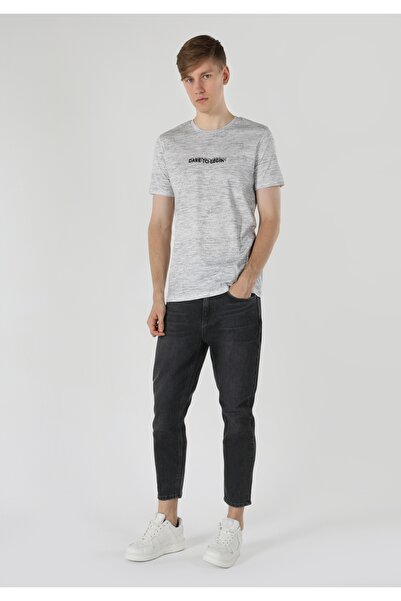Colin's Regular Fit Baskılı Gri Erkek Kısa Kol Tişört