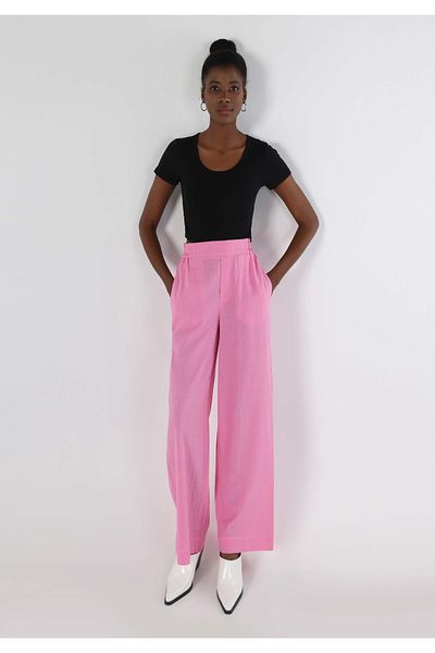 Colin's Regular Fit High Waist Wide Leg Women's Pink Trousers