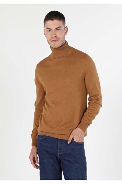 Colin's Slim Fit Turtleneck Jacquard Men's Camel Sweater