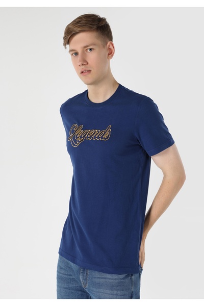 Colin's Regular Fit Round Neck Plain Men's Dark Blue Short Sleeve T-Shirt