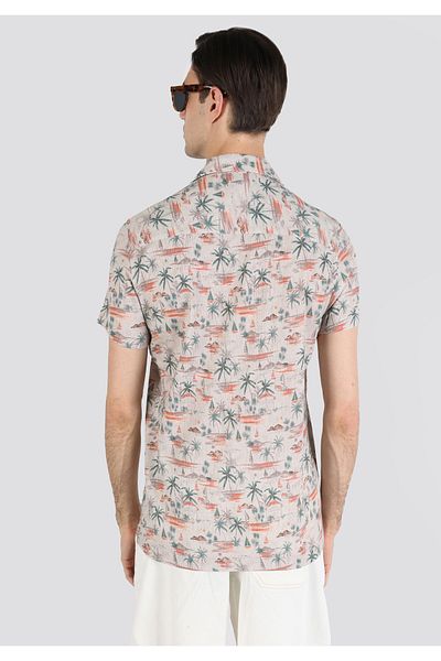 Colin's Beige Regular Fit Men's Short Sleeve Shirt - Cl 1062826