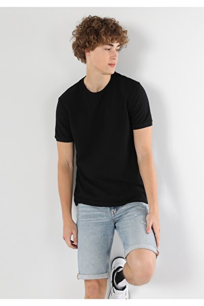 Colin's Regular Fit Yuvarlak Yaka Düz Erkek Siyah Kısa Kol Tişört