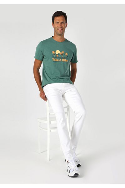 Colin's Regular Fit Round Neck Printed Men's Green Short Sleeve T-Shirt