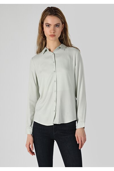 Colin's Regular Fit Shirt Neck Düz Kadın Yeşil Uzun Kol Gömlek