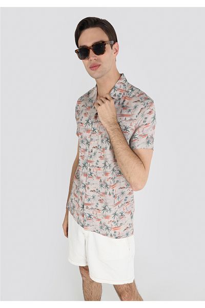 Colin's Beige Regular Fit Men's Short Sleeve Shirt - Cl 1062826
