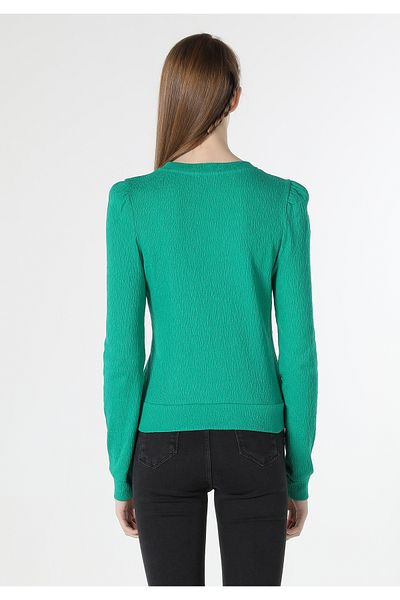 Colin's Slim Fit Round Neck Plain Women's Green Long Sleeve T-Shirt