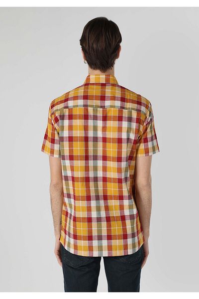 Colin's Regular Fit Shirt Neck Plaid Men's Multicolored Short Sleeve Shirt