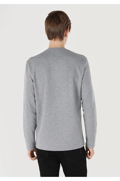 Colin's Regular Fit Crew Neck Gray Men's Long Sleeve T-Shirt