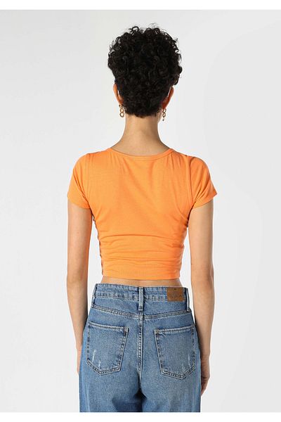 Colin's Slim Fit Square Neck Women's Orange Short Sleeve T-Shirt