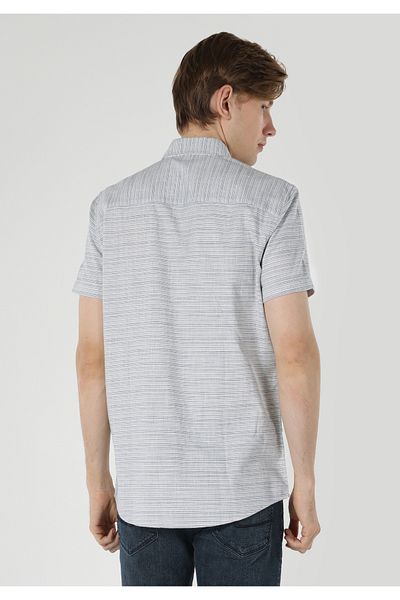 Colin's Blue Striped Regular Fit Men's Short Sleeve Shirt - Cl 1061796