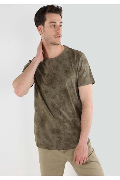 Colin's Regular Fit Round Neck Printed Men's Green Short Sleeve T-Shirt