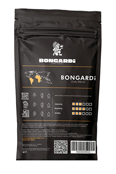 Bongardi Coffee Brezilya Etiyopya Colombia Guatemala Daily Blend Kahve Seti 5x200g(ÇEKİRDK VEYA ÖĞÜTÜLMŞ SEÇİLEBLİR)