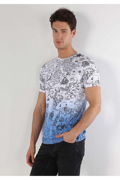 Colin's Regular Fit Round Neck Printed Men's White Short Sleeve T-Shirt