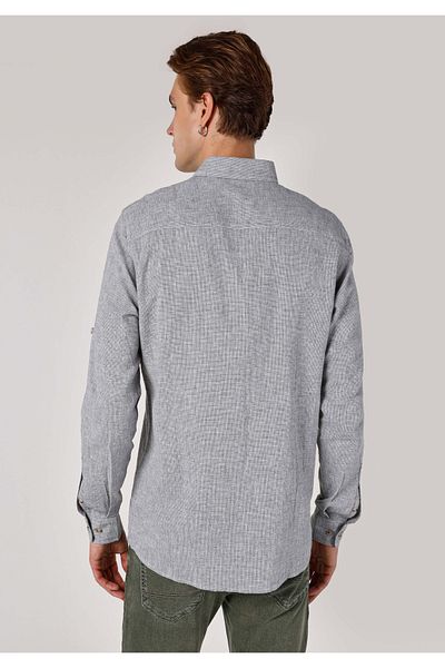 Colin's Regular Fit Shirt Neck Plain Men's Green Long Sleeve Shirt