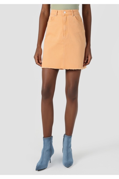 Colin's Slim Fit Straight Buttoned Women's Gray Skirt