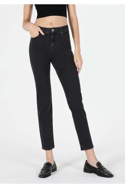 Colin's Slim Fit Orta Bel Düz Paça Kadın Siyah Jean Pantolon