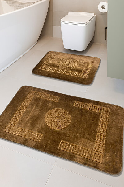 FeelHome Simav Deluxe Non-Slip Sole, Soft, Absorbent 2-Piece Luxury Printed B...