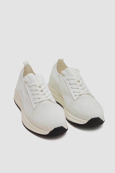 Twn White Lace-Up Sports Shoes