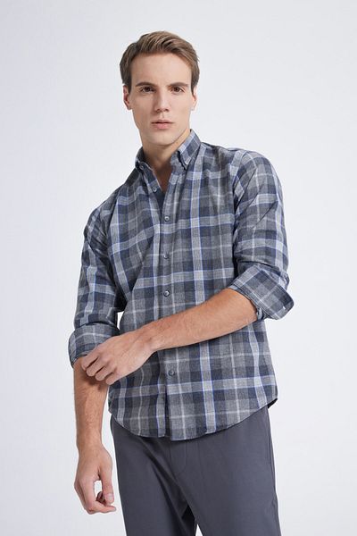 D'S Damat Ds Damat Slim Fit Gray Gabardine Shirt