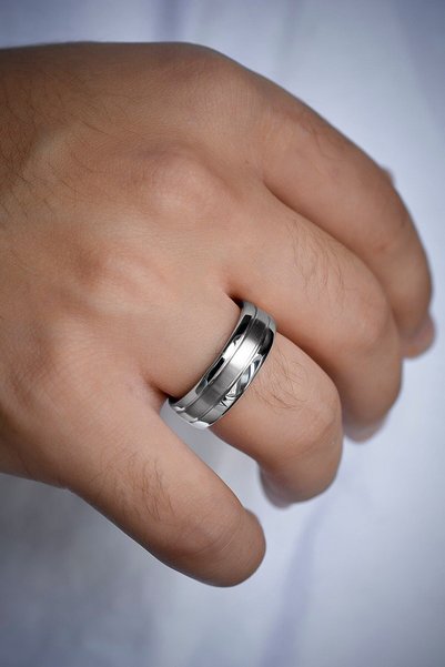 Kaya The Third Love Me Brand 7.5mm 1.Quality Never Tarnish White Color Guaranteed Steel Wedding Band Ring Lm-024W