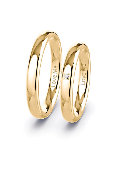 Kaya The Third Love Me Marka 3,5mm 1.kalite Altın Renk Ince Klasik Bombeli Çelik Alyans Yüzük Lm-025g
