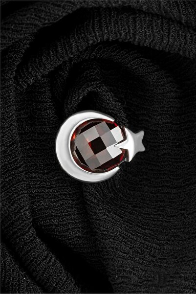 Silverplus Zirkon Taşlı Ayyıldızlı Gümüş Rozet