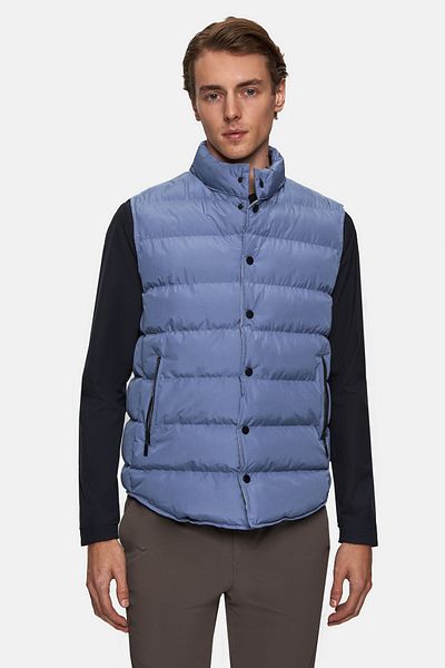 Twn Slim Fit Blue Plain Vest Coat