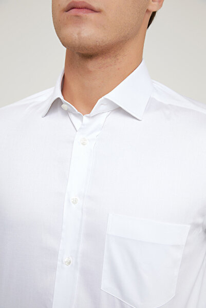 D'S Damat Λευκό μονόχρωμο πουκάμισο Ds Groom Regular Fit