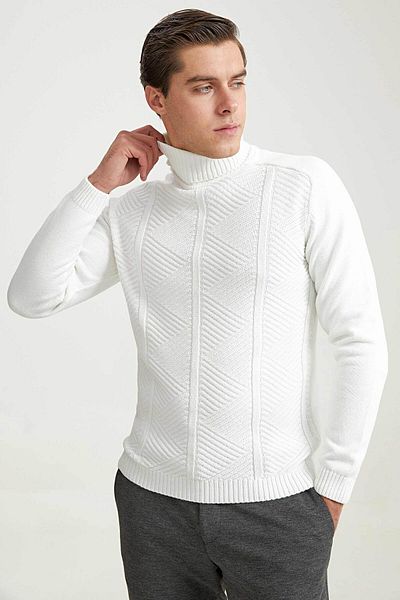 Twn Ecru Color Slim Fit Thessaloniki Knitted Sweater