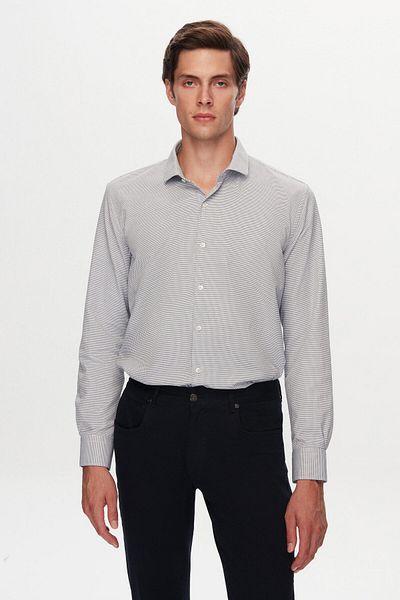 Twn Slim Fit Μαύρο πουκάμισο Dobby