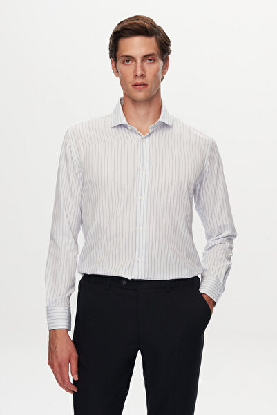 D'S Damat Ds Damat Slim Fit White Cizgi Візерунчастий гомлек