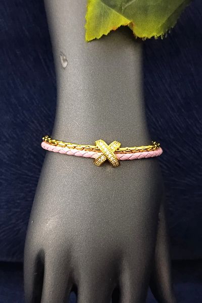 Angels And Wings Pink Rope Rope Dorika Sparkling Steel Zircon Stone Bracelet