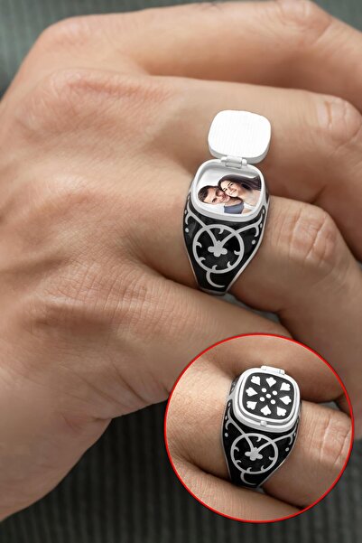 Silverplus Gümüş Fotoğraflı Açılır Kapaklı Deliyürek Miroğlu Erkek Yüzük