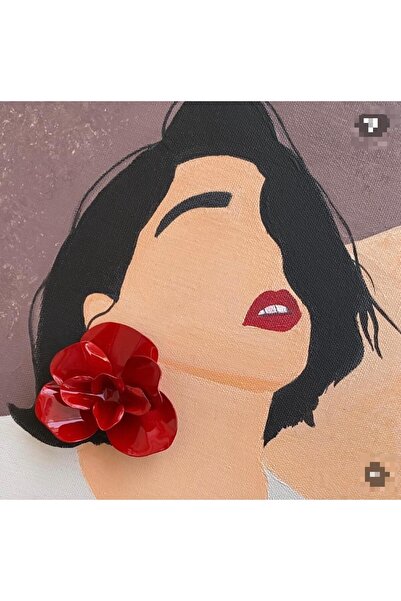 Ayşegülce Takılar ZRA Model Kırmızı Gül Çiçek Figürlü Gösterişli Büyük Küpe