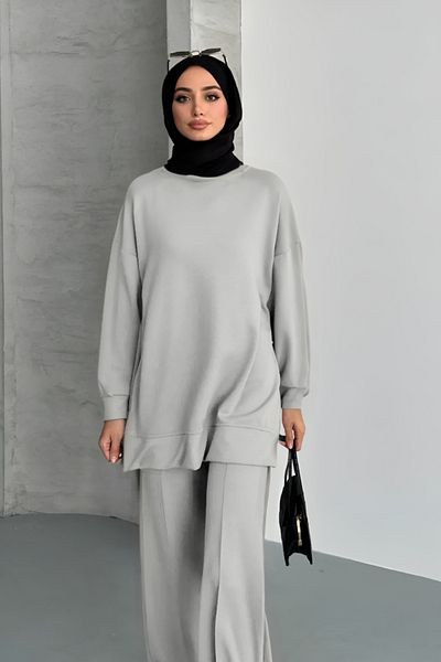 adba style Women's Modal Combed Cotton Oversize Hijab Tunic Set 4028