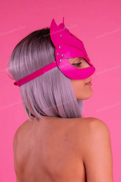 Sofya Passion Fancy Leather Mask with Naughty Cat Ears Leather Look, Role Play Costume Accessory