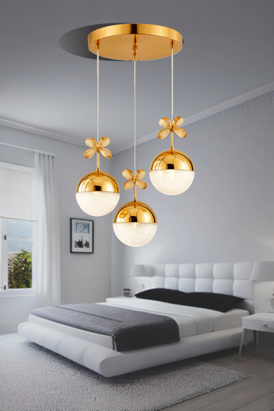 Luna Lighting Dron Model Gold Kaplama Salon Mutfak Oturma Odası Led Spor Modern Sarkıt Avize